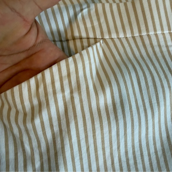 Chico’s 3P (16P) Striped Pants Stretch Cotton Nautical Neutral and White Print - Picture 7 of 10